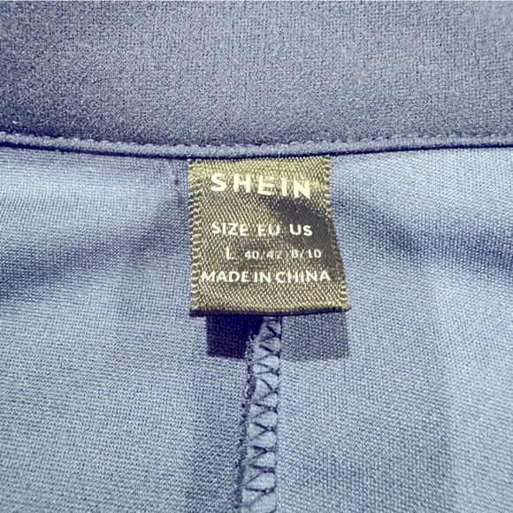 SHEIN Navy Blue Double Breasted Blazer w Gold Buttons & Notch Collar Size L - Picture 9 of 12